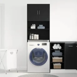 vidaXL Meuble de machine à laver chêne noir 64x24x190 cm