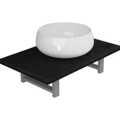 Ensembles De Meubles-vidaXL Meuble de salle de bain en deux pièces Céramique Noir