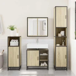 vidaXL Meuble de salle de bain avec lavabo Chêne Sonoma 65 x 33 x 60 cm Bois d'ingénierie