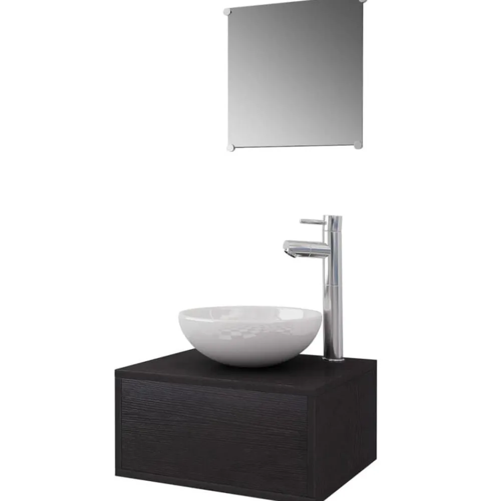 vidaXL Meuble de salle de bain 4 pcs avec lavabo et robinet