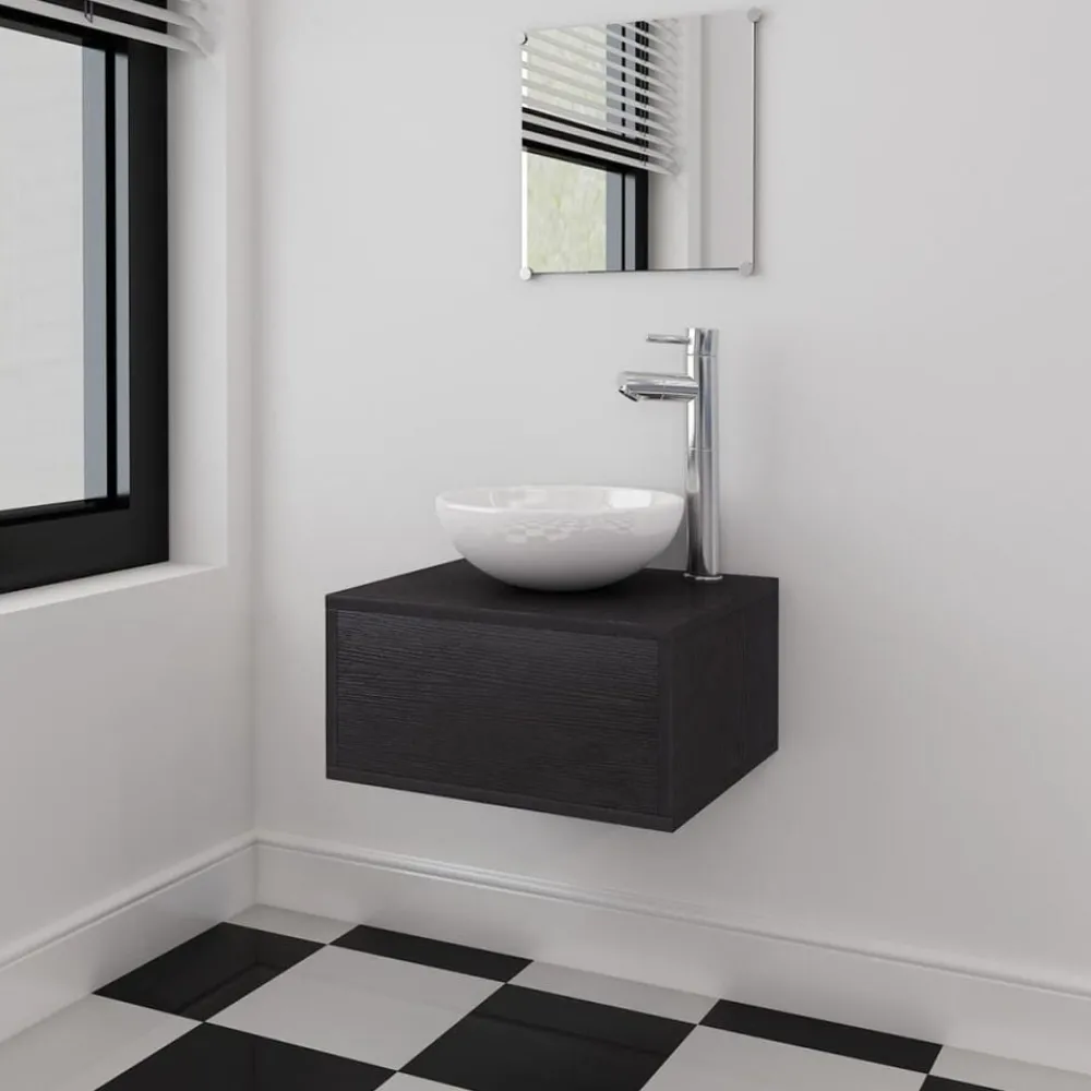 vidaXL Meuble de salle de bain 4 pcs avec lavabo et robinet