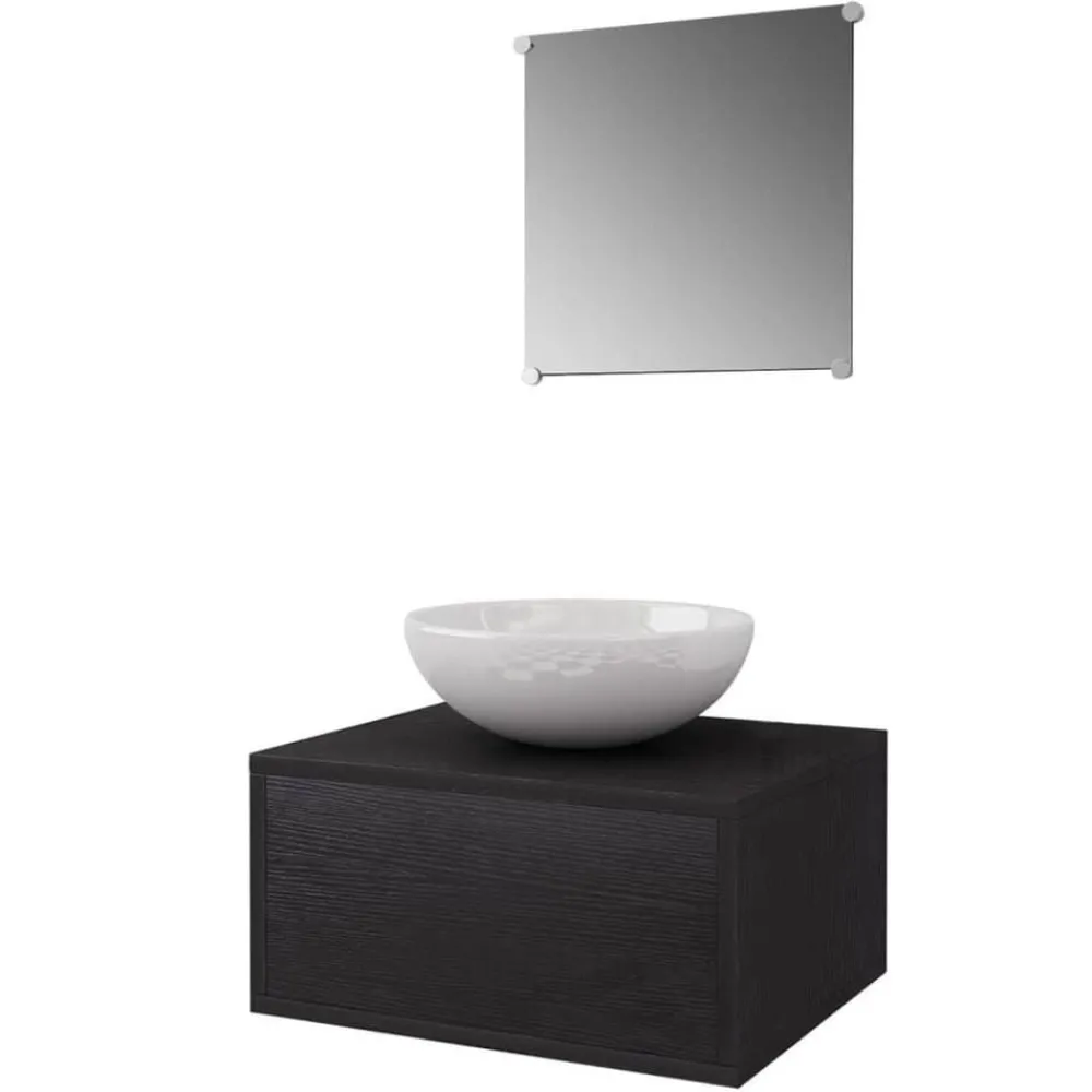 vidaXL Meuble de salle de bain 4 pcs avec lavabo et robinet