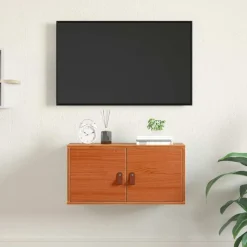 Étagères-vidaXL Meuble mural 60 x 30 x 30 cm Bois de pin massif Cire marron