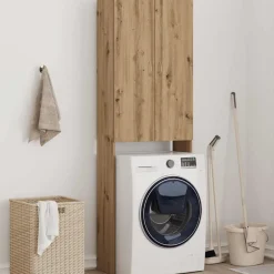 Accessoires Pour Appareils Électroménagers-vidaXL Meuble pour machine à laver chêne artisanal 64x25,5x190 cm ch&ecirc;ne artisanal