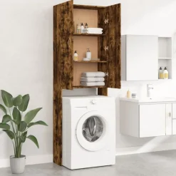 Accessoires Pour Appareils Électroménagers-vidaXL Meuble pour machine à laver Chêne fumé 64x25,5x190 cm Ch&ecirc;ne fumé