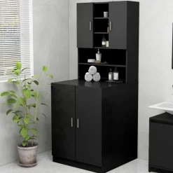 Accessoires Pour Appareils Électroménagers-vidaXL Meuble pour machine à laver 70,5x25,5x90 cm Noir