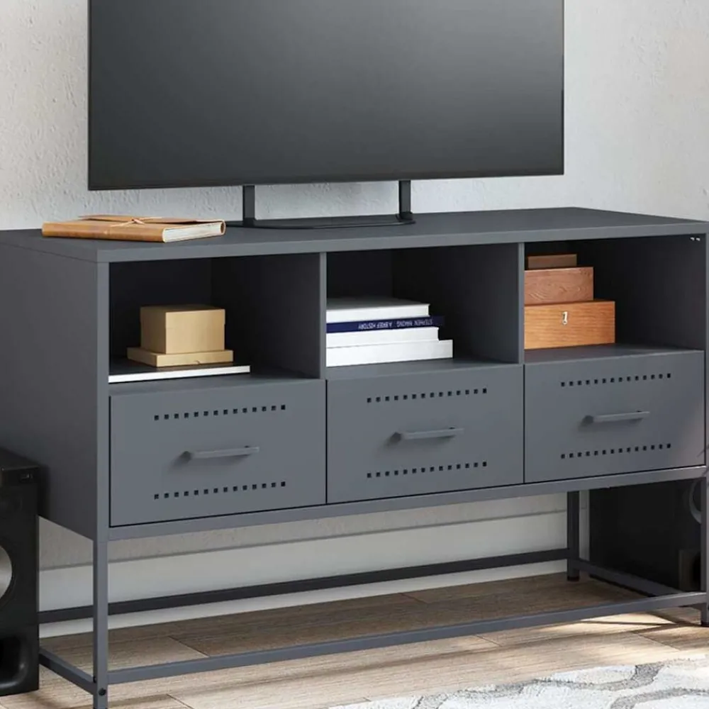 Meubles Tv-vidaXL Meuble TV 100,5x39x60,5 cm acier Anthracite