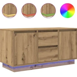 vidaXL Meuble TV avec éclairages LED chêne artisanal 100x41x50 cm