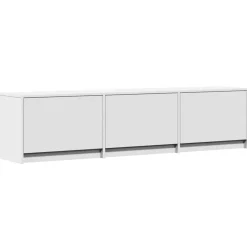 Meubles Tv-vidaXL Meuble TV avec LED 165 x 34 x 40 cm Bois d'ingénierie Blanc