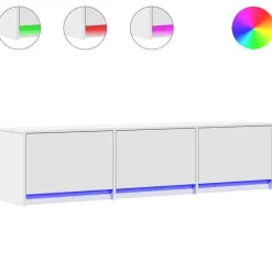 Meubles Tv-vidaXL Meuble TV avec LED 165 x 34 x 40 cm Bois d'ingénierie Blanc