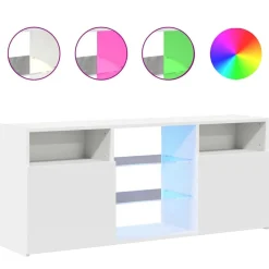 Meubles Tv-vidaXL Meuble TV avec lumières LED 120x30x50 cm Blanc