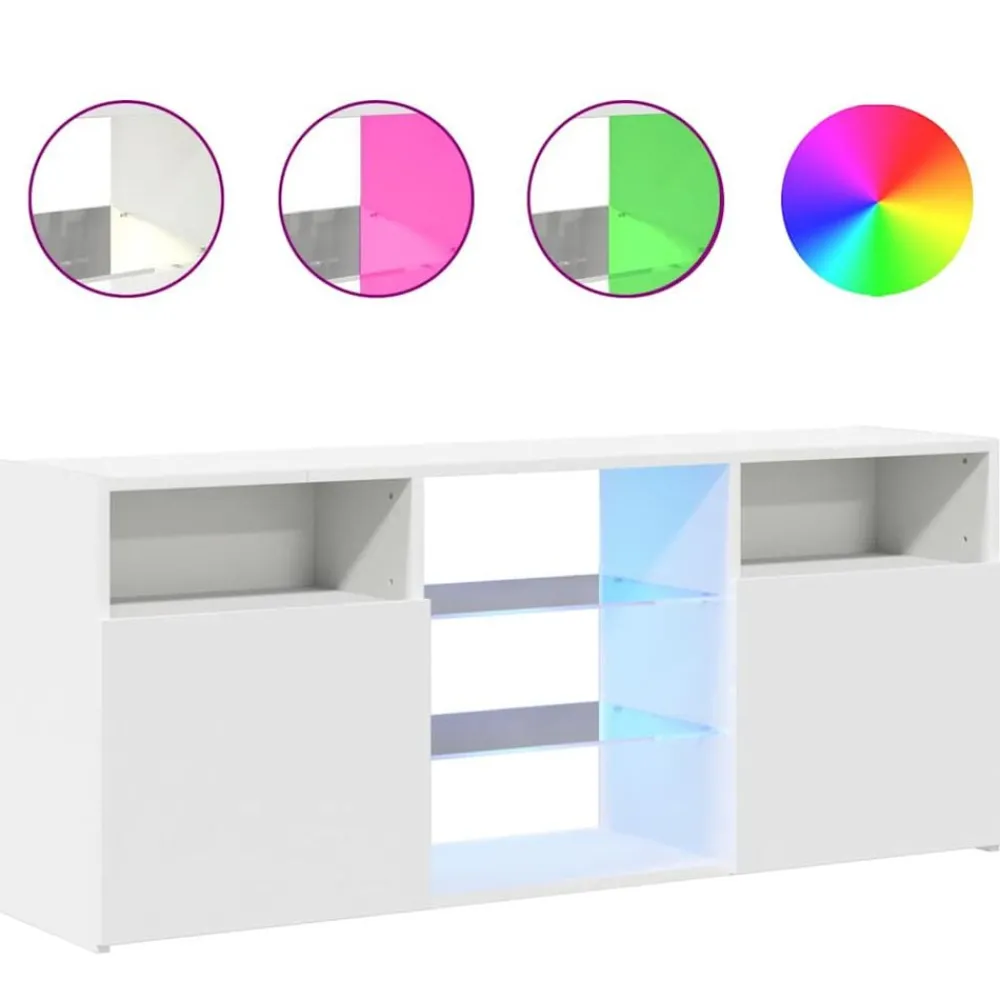 Meubles Tv-vidaXL Meuble TV avec lumières LED 120x30x50 cm Blanc