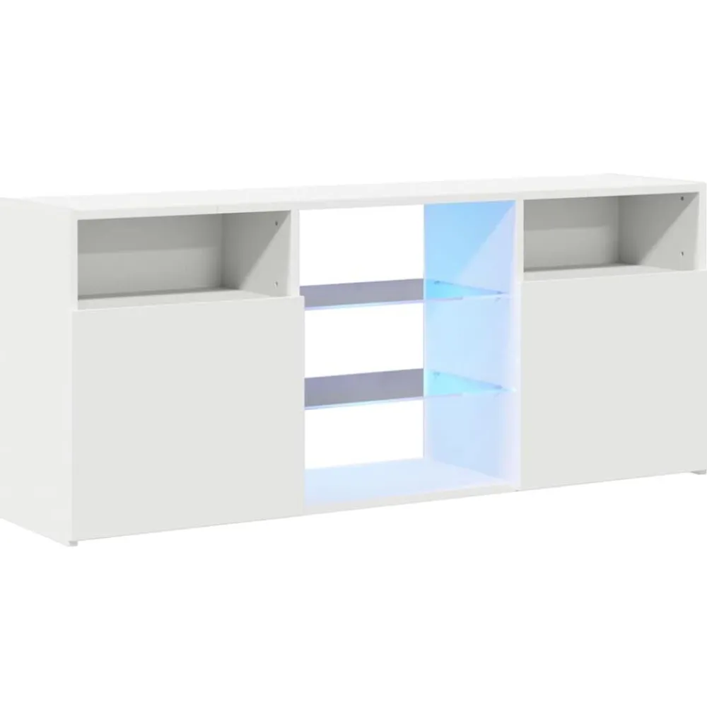 Meubles Tv-vidaXL Meuble TV avec lumières LED 120x30x50 cm Blanc