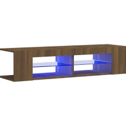 Meubles Tv-vidaXL Meuble TV avec lumières LED chêne marron 135x39x30 cm Ch&ecirc;ne marron