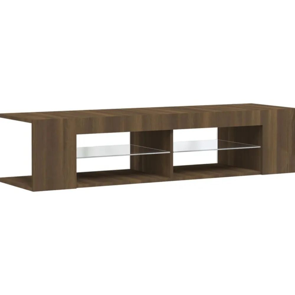 Meubles Tv-vidaXL Meuble TV avec lumières LED chêne marron 135x39x30 cm Chêne marron