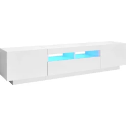 Meubles Tv-vidaXL Meuble TV avec lumières LED 180x35x40 cm Blanc