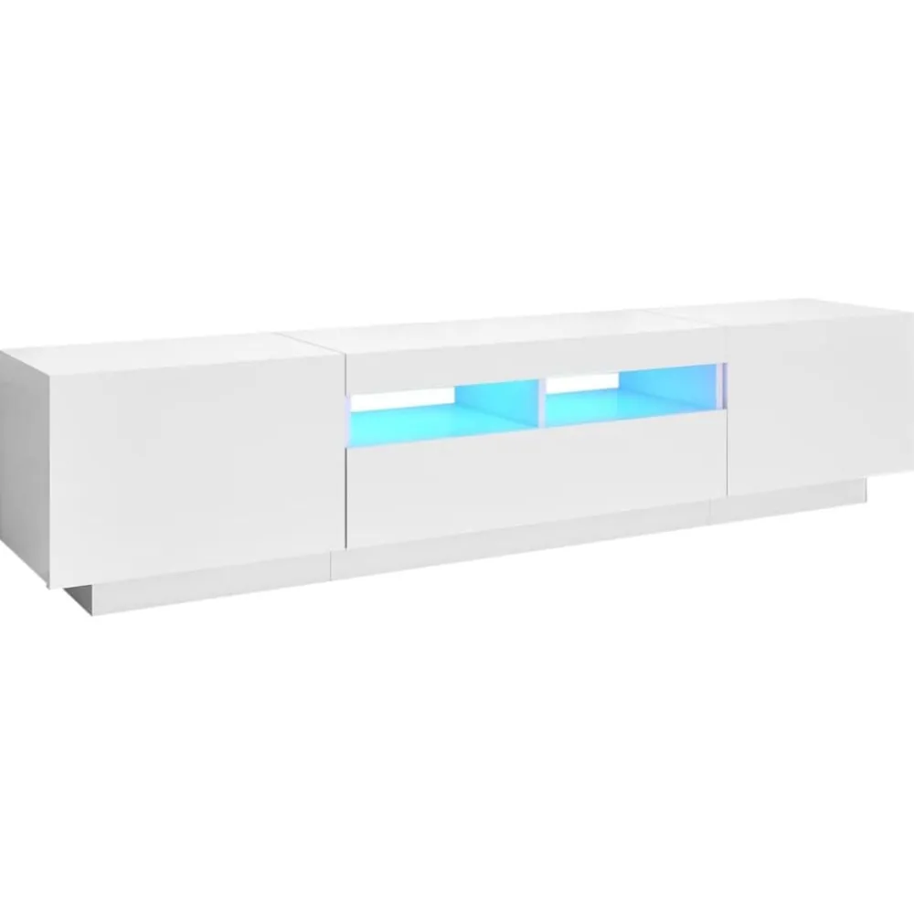 Meubles Tv-vidaXL Meuble TV avec lumières LED 180x35x40 cm Blanc