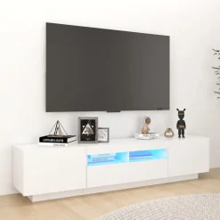 Meubles Tv-vidaXL Meuble TV avec lumières LED 180x35x40 cm Blanc