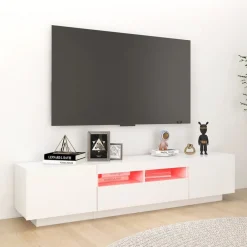 Meubles Tv-vidaXL Meuble TV avec lumières LED 180x35x40 cm Blanc
