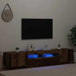 Meubles Tv-vidaXL Meuble TV avec lumières LED bois d'ingénierie Vieux bois