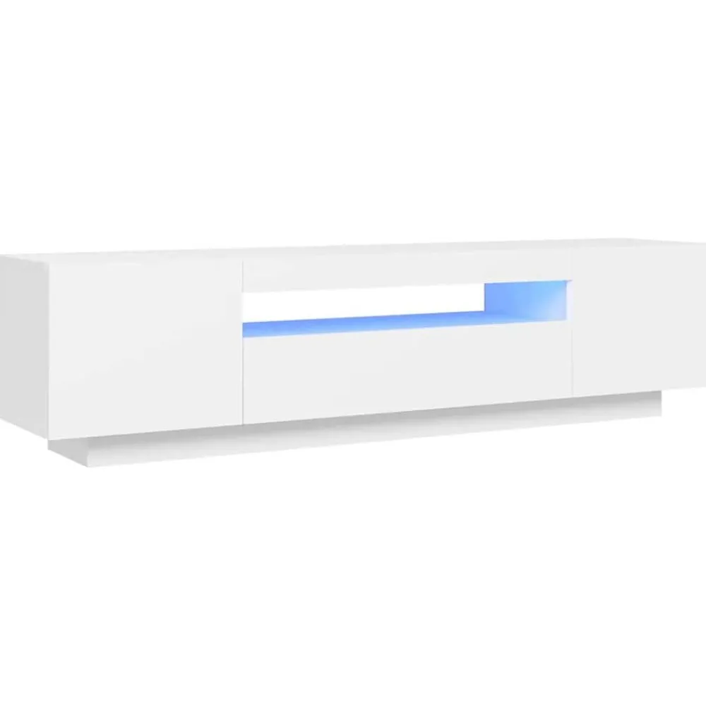 Meubles Tv-vidaXL Meuble TV avec lumières LED 160x35x40 cm Blanc