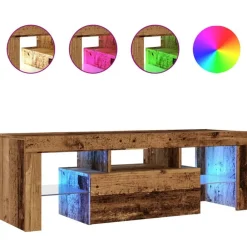 vidaXL Meuble TV avec lumières LED bois d'ingénierie