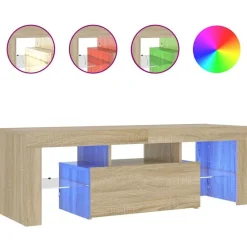 vidaXL Meuble TV avec lumières LED chêne sonoma 120x35x40 cm