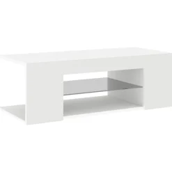 Meubles Tv-vidaXL Meuble TV avec lumières LED 90x39x30 cm Blanc
