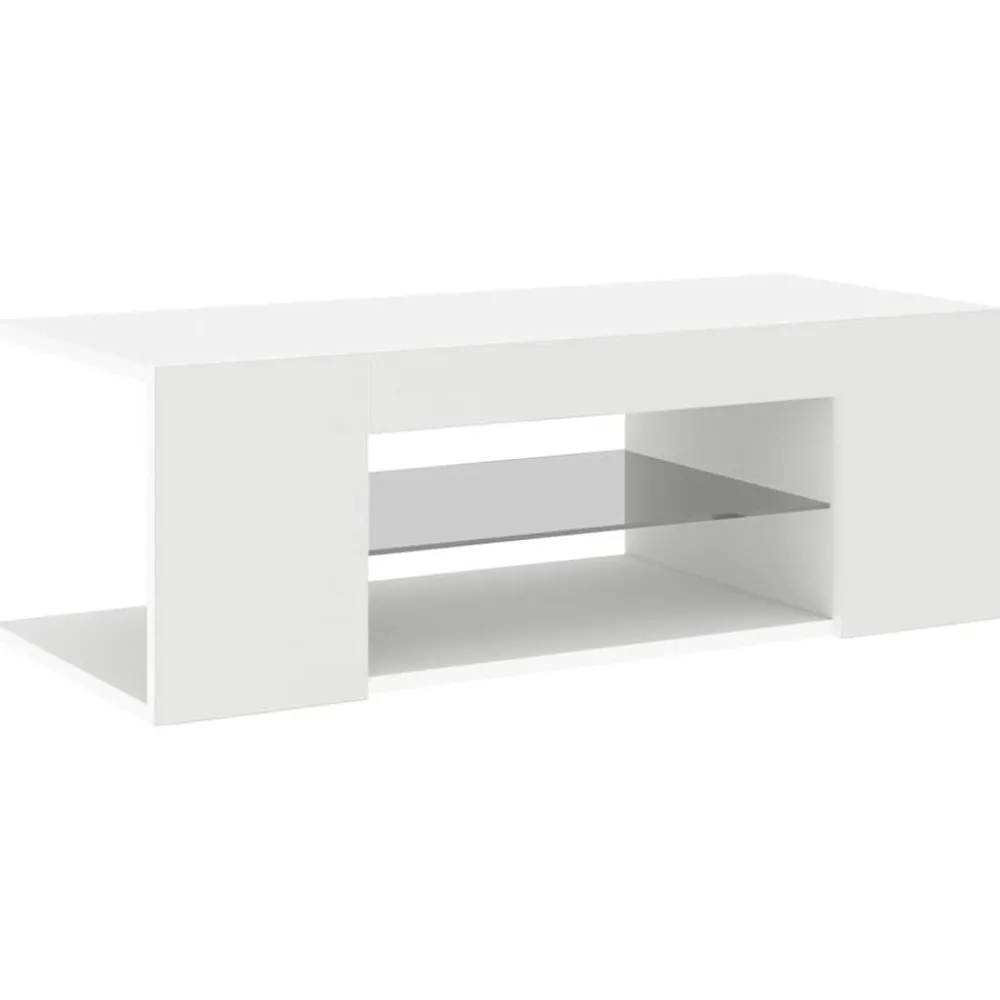 Meubles Tv-vidaXL Meuble TV avec lumières LED 90x39x30 cm Blanc