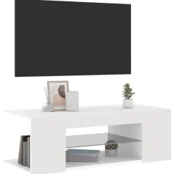 Meubles Tv-vidaXL Meuble TV avec lumières LED 90x39x30 cm Blanc