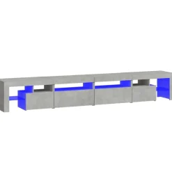 Meubles Tv-vidaXL Meuble TV avec lumières LED 260x36,5x40 cm Gris béton