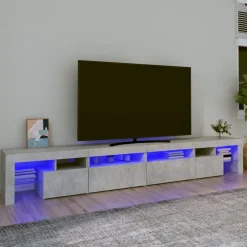 Meubles Tv-vidaXL Meuble TV avec lumières LED 260x36,5x40 cm Gris béton