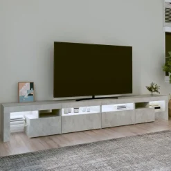 Meubles Tv-vidaXL Meuble TV avec lumières LED 260x36,5x40 cm Gris béton