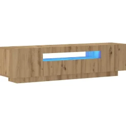 Meubles Tv-vidaXL Meuble TV avec lumières LED chêne artisanal bois d'ingénierie ch&ecirc;ne artisanal