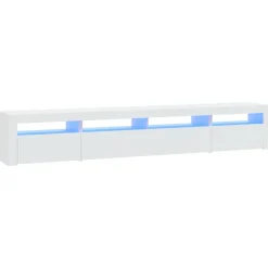 Meubles Tv-vidaXL Meuble TV avec lumières LED 240x35x40 cm Blanc