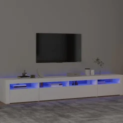 Meubles Tv-vidaXL Meuble TV avec lumières LED 240x35x40 cm Blanc