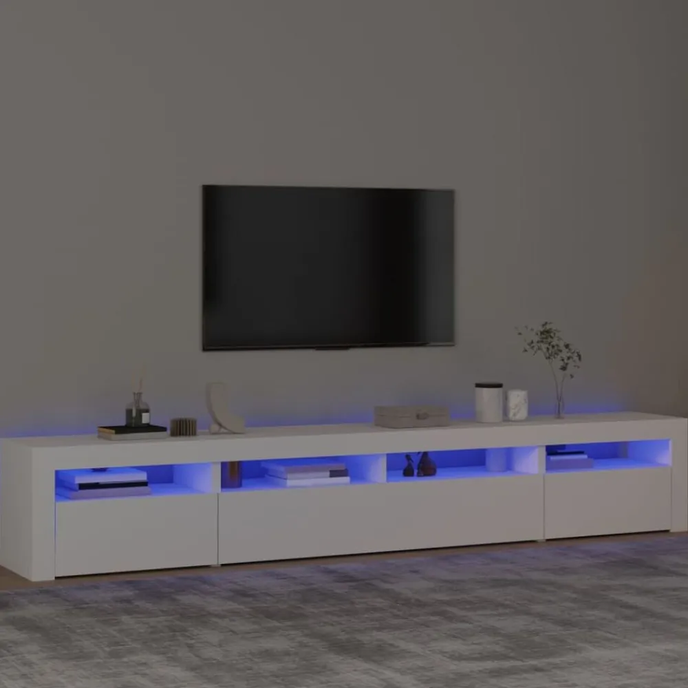 Meubles Tv-vidaXL Meuble TV avec lumières LED 240x35x40 cm Blanc