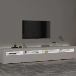 Meubles Tv-vidaXL Meuble TV avec lumières LED 240x35x40 cm Blanc