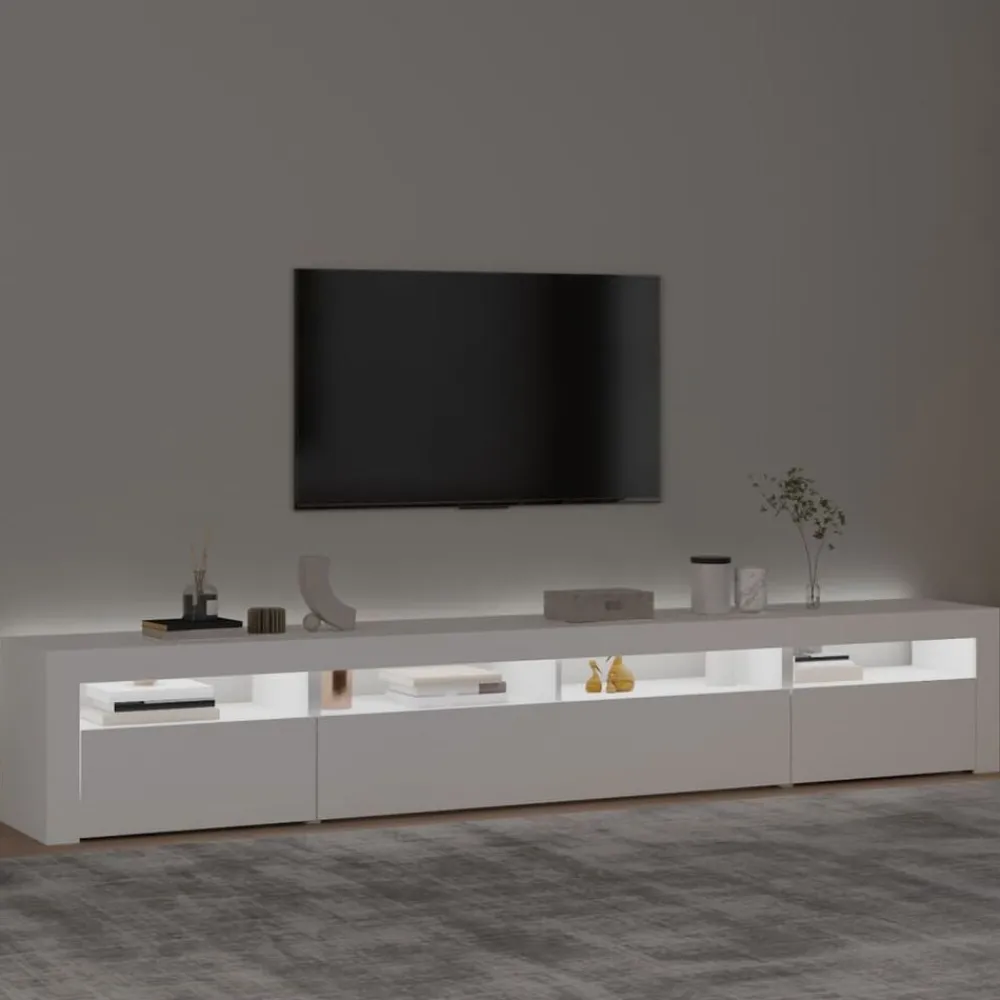Meubles Tv-vidaXL Meuble TV avec lumières LED 240x35x40 cm Blanc