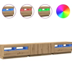 Meubles Tv-vidaXL Meuble TV avec lumières LED chêne artisanal bois d'ingénierie ch&ecirc;ne artisanal