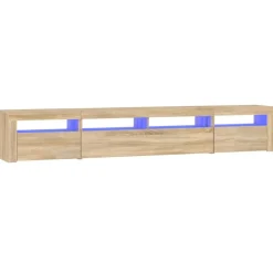 Meubles Tv-vidaXL Meuble TV avec lumières LED Chêne sonoma 240x35x40 cm Ch&ecirc;ne sonoma