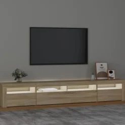 Meubles Tv-vidaXL Meuble TV avec lumières LED Chêne sonoma 240x35x40 cm Ch&ecirc;ne sonoma