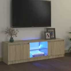 Meubles Tv-vidaXL Meuble TV avec lumières LED chêne sonoma 120x30x36 cm Ch&ecirc;ne sonoma