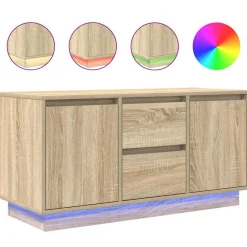 vidaXL Meuble TV avec lumières LED chêne sonoma 100x41x50 cm