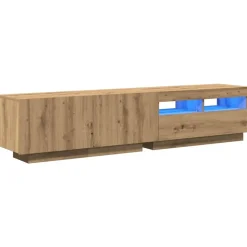 Meubles Tv-vidaXL Meuble TV avec lumières LED chêne artisanal bois d'ingénierie ch&ecirc;ne artisanal