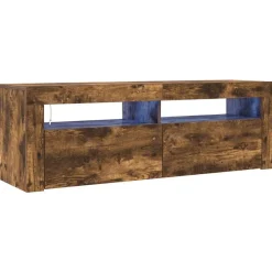 Meubles Tv-vidaXL Meuble TV avec lumières LED Chêne fumé 120x35x40 cm Chêne fumé