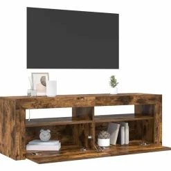 Meubles Tv-vidaXL Meuble TV avec lumières LED Chêne fumé 120x35x40 cm Ch&ecirc;ne fumé