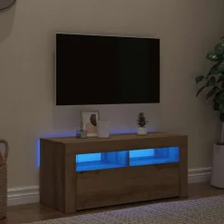 Meubles Tv-vidaXL Meuble TV avec lumières LED chêne artisanal bois d'ingénierie chêne artisanal
