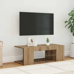 Meubles Tv-vidaXL Meuble TV avec lumières LED chêne artisanal bois d'ingénierie ch&ecirc;ne artisanal