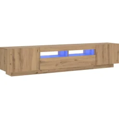 vidaXL Meuble TV avec lumières LED chêne artisanal bois d'ingénierie